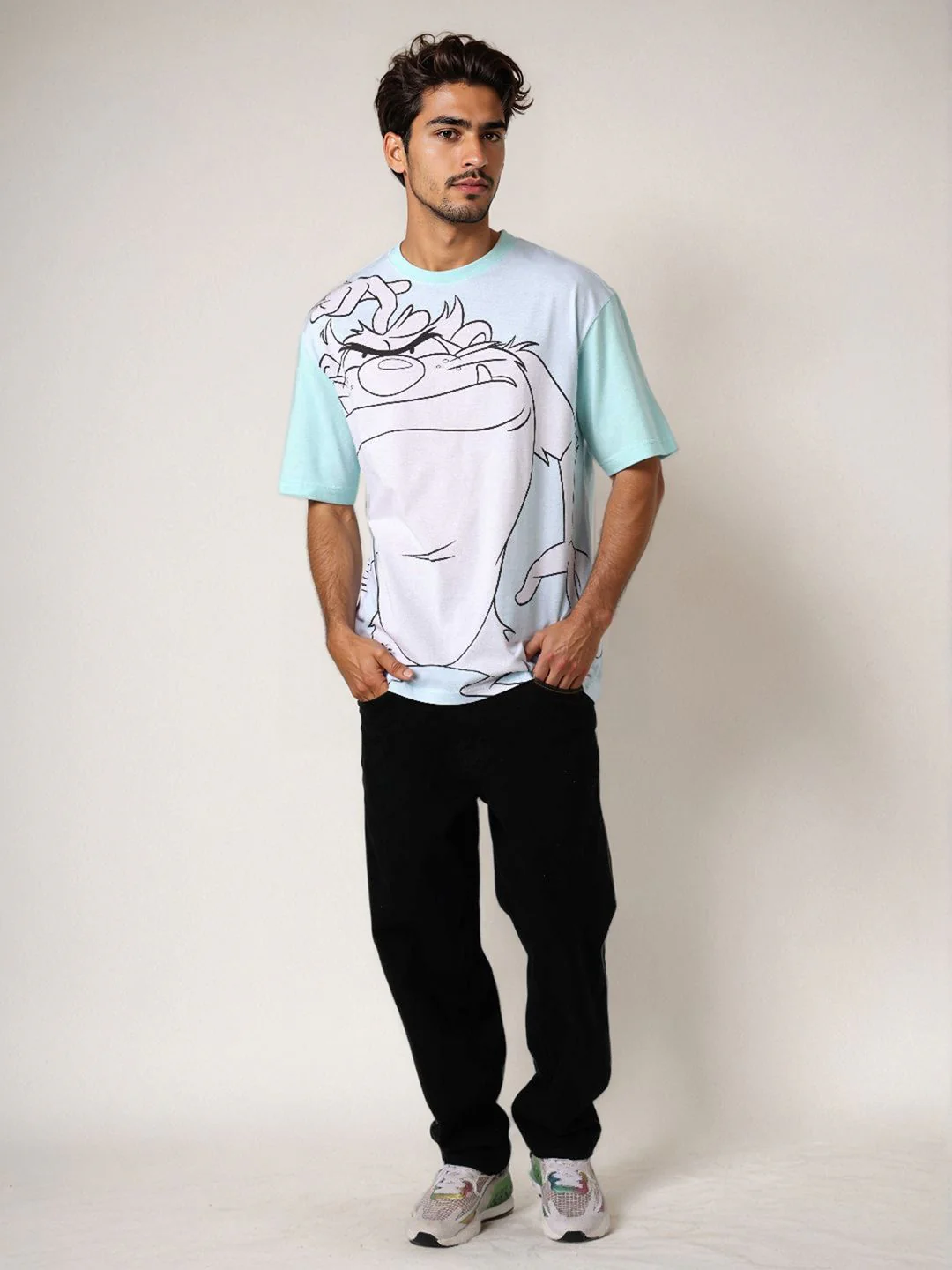 The Indian Garage Co Pure Cotton Looney Tunes Graphic Printed Cotton Boxy Fit T-shirt - Image 7