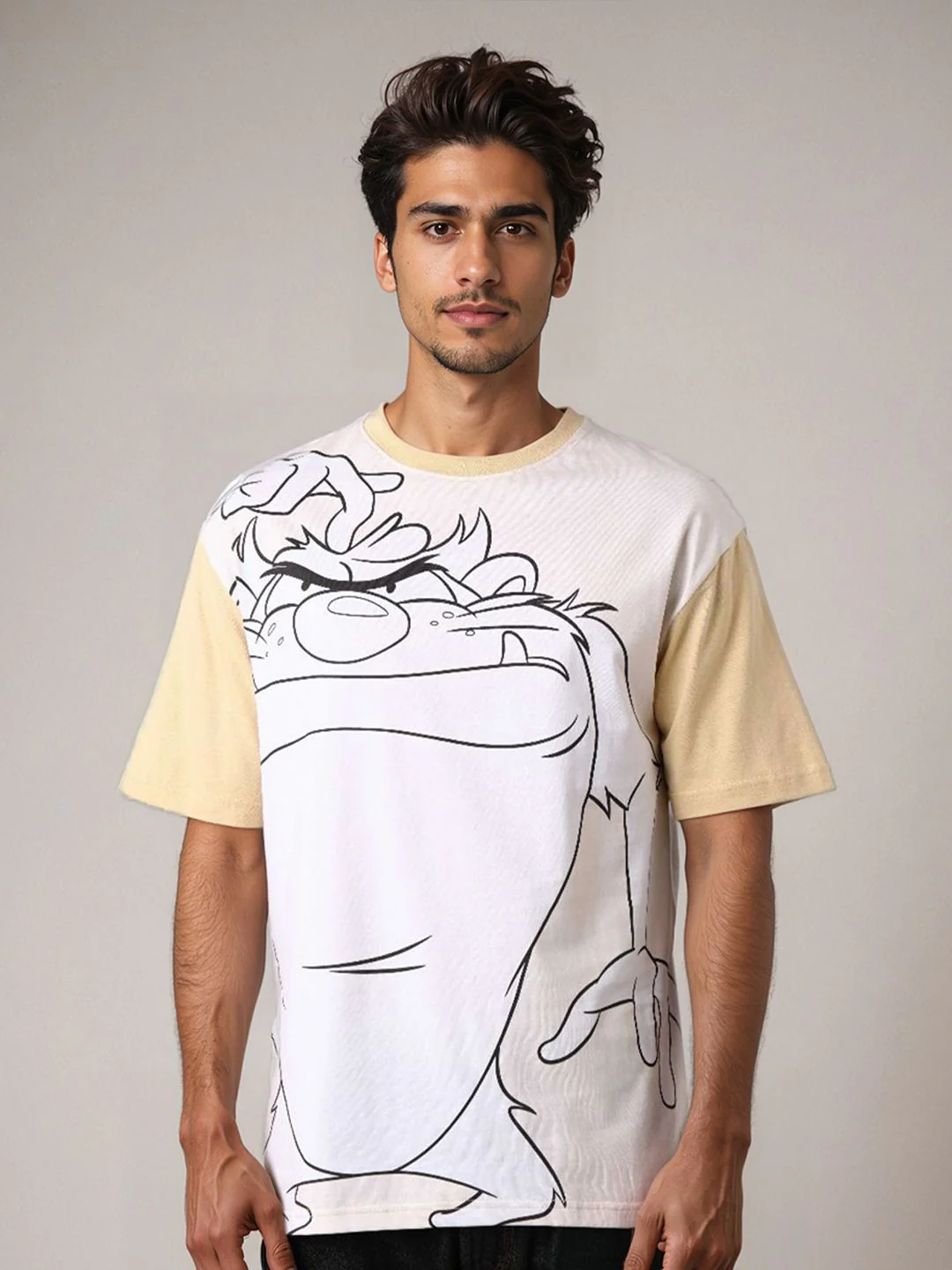 The Indian Garage Co Men Looney Tunes Graphic Printed Round Neck Pure Cotton Boxy T-shirt - Image 3