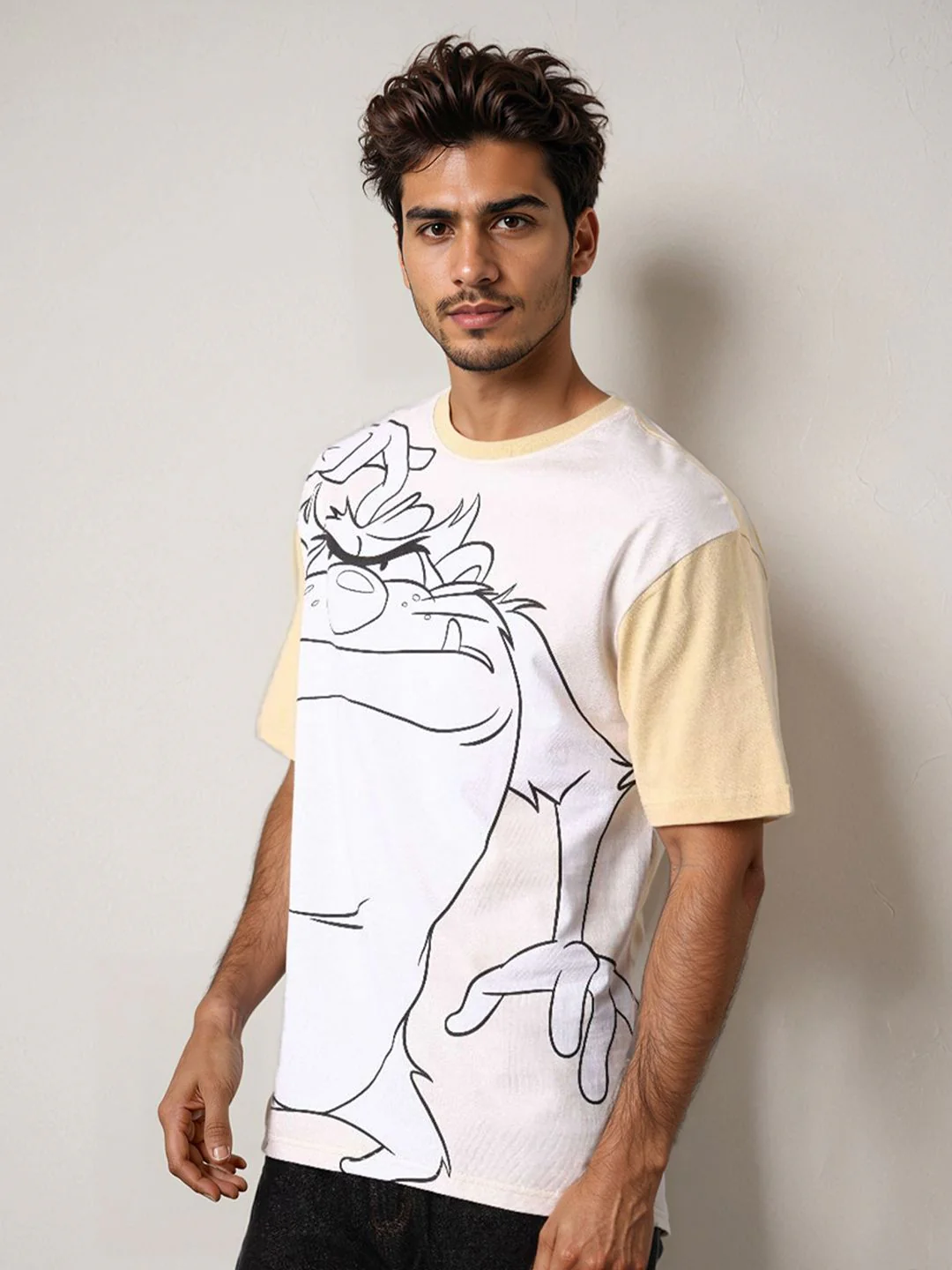 The Indian Garage Co Men Looney Tunes Graphic Printed Round Neck Pure Cotton Boxy T-shirt - Image 4