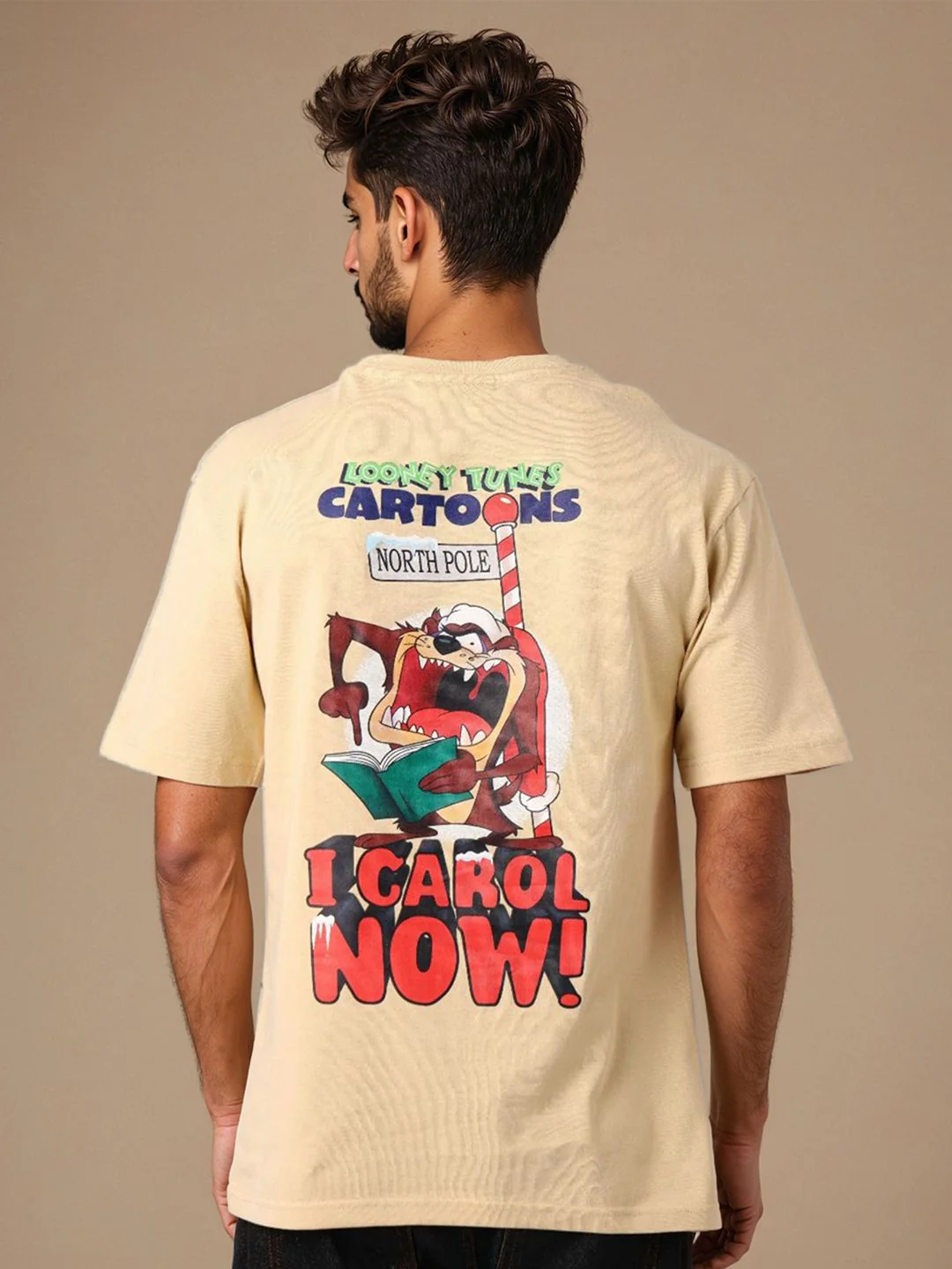 The Indian Garage Co Men Looney Tunes Graphic Printed Round Neck Pure Cotton Boxy T-shirt - Image 6