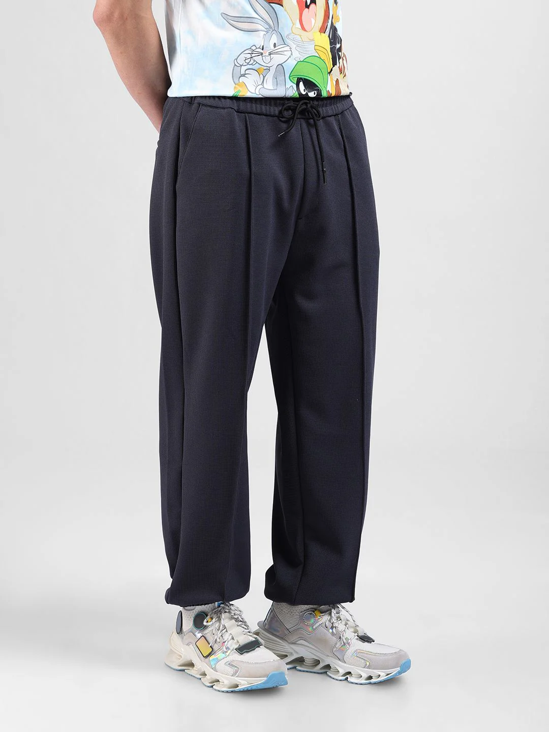The Indian Garage Co Men Loose Fit Textured Waffle Jogger - Image 2