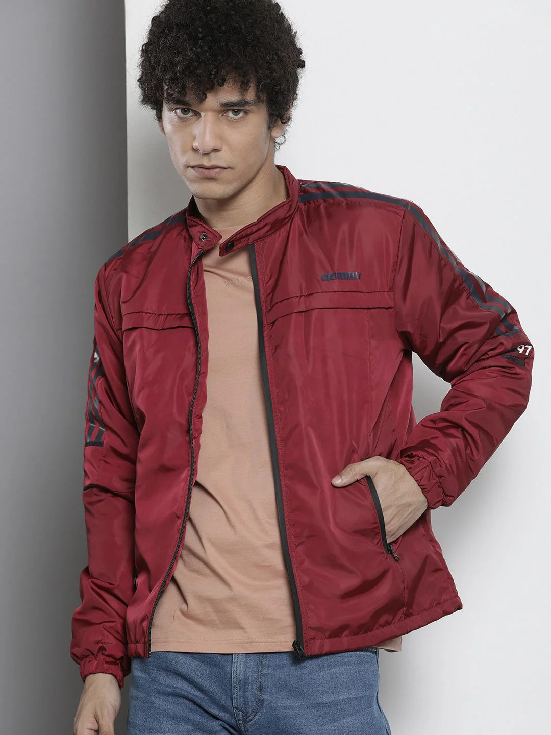 The Indian Garage Co Men Maroon Solid Tailored Jacket - Image 3