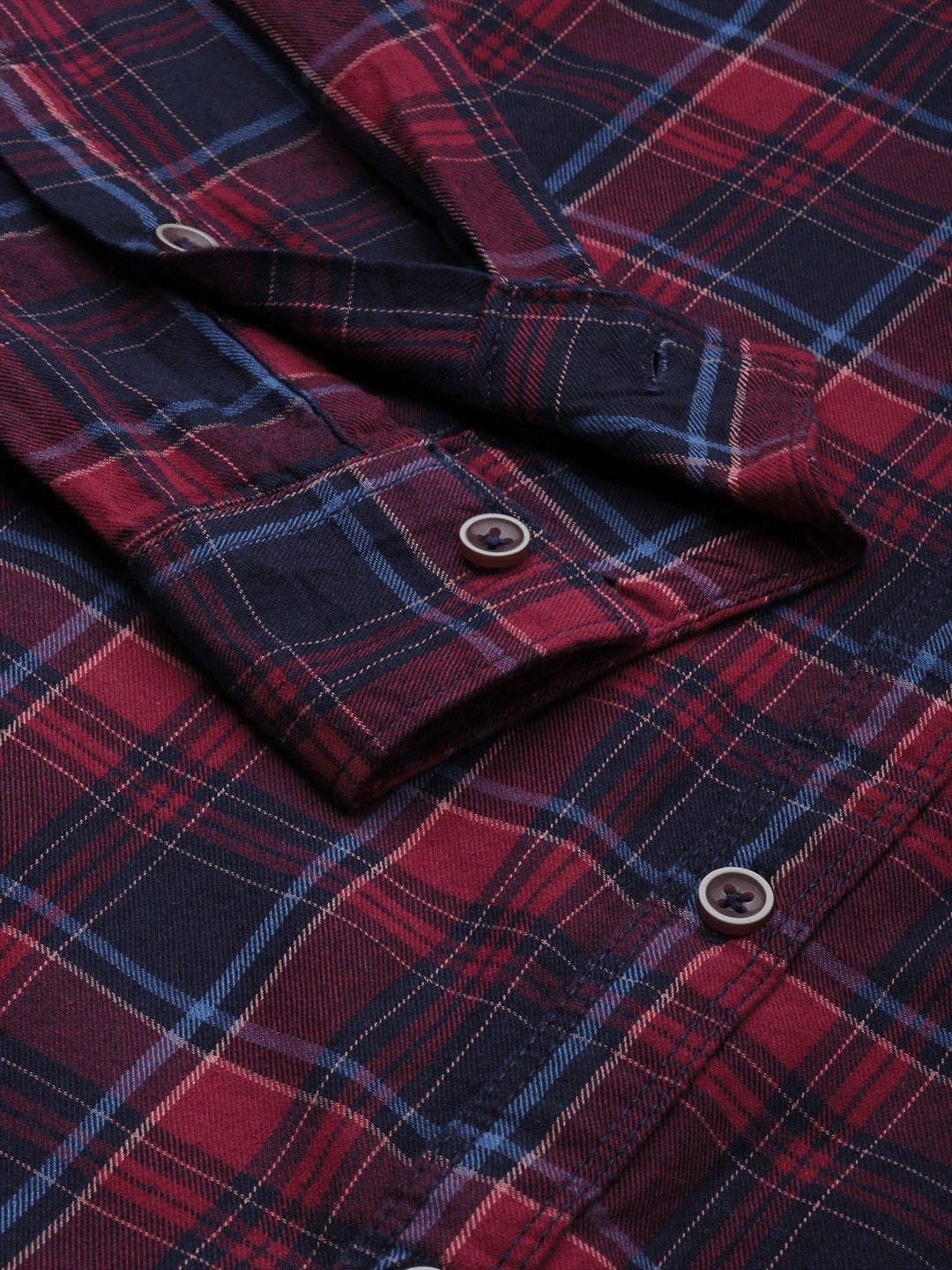 The Indian Garage Co Men Maroon Tartan Checked Casual Shirt - Image 3