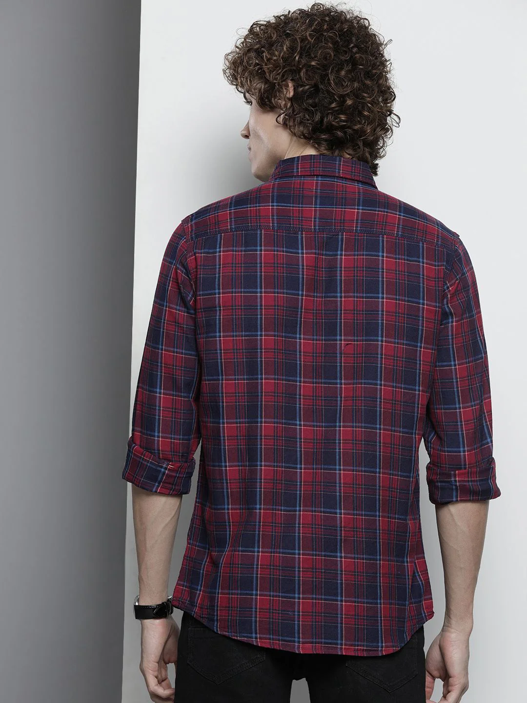The Indian Garage Co Men Maroon Tartan Checked Casual Shirt - Image 4