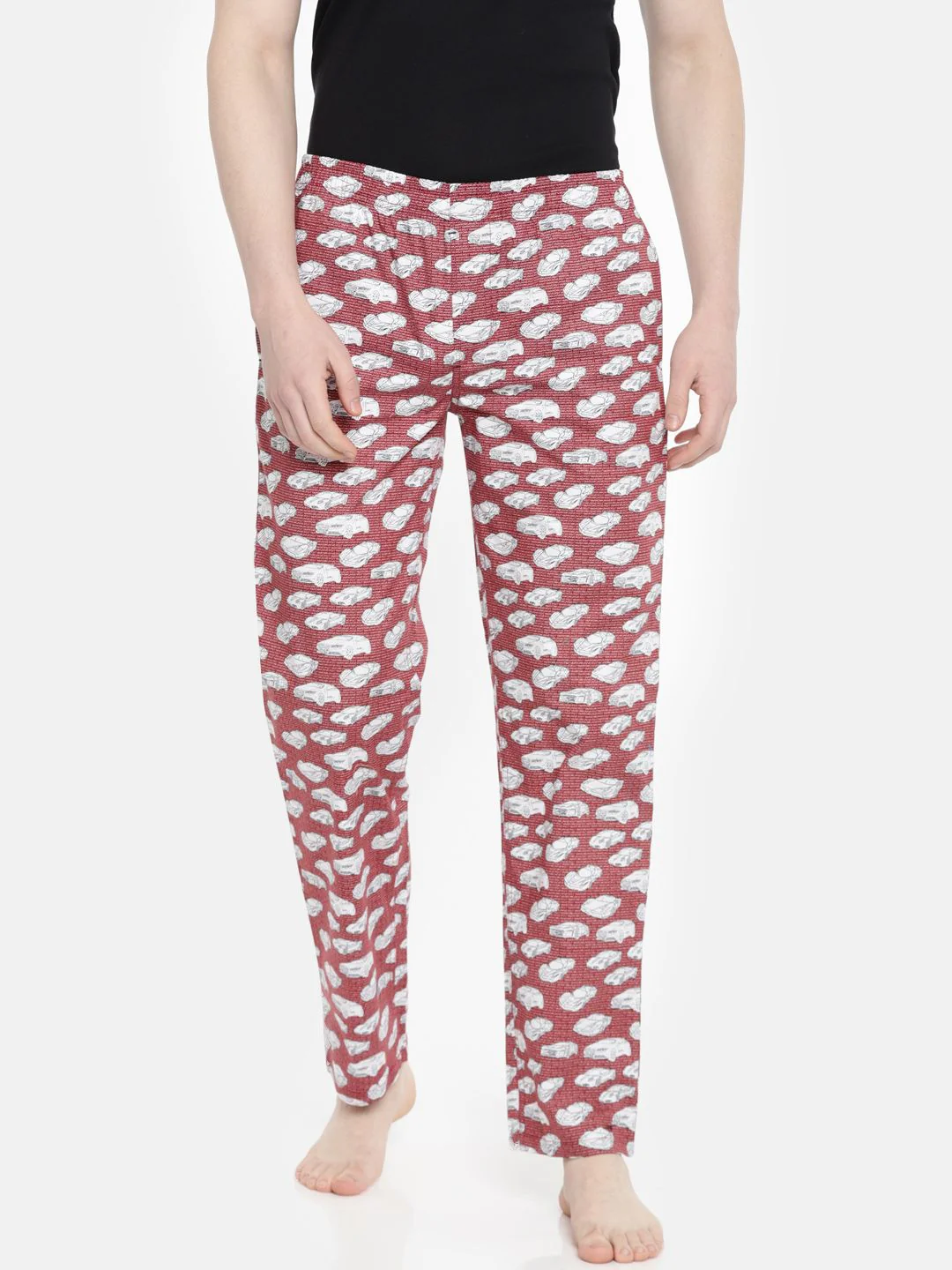 The Indian Garage Co Men Maroon & White Printed Lounge Pants SP18-LNGE03-06 - Image 2