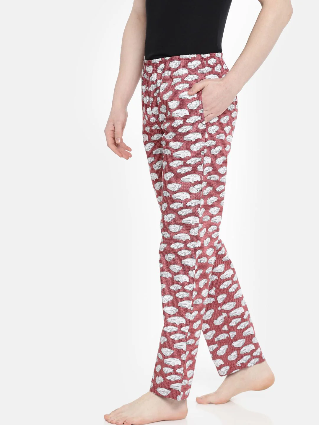 The Indian Garage Co Men Maroon & White Printed Lounge Pants SP18-LNGE03-06 - Image 3