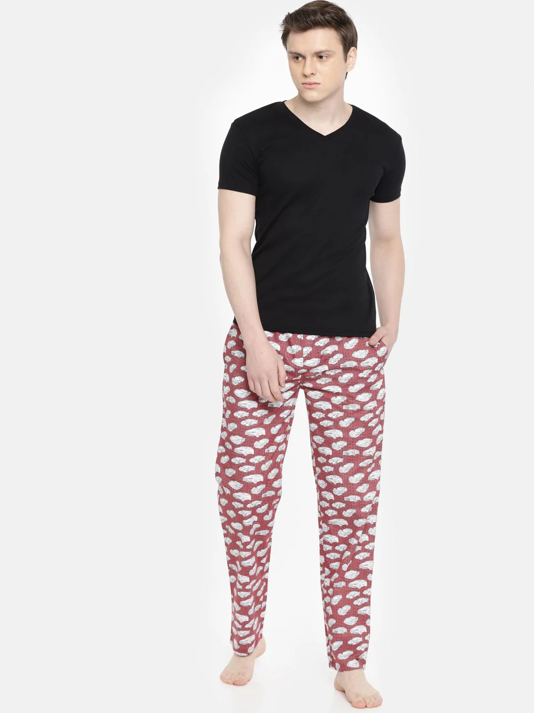 The Indian Garage Co Men Maroon & White Printed Lounge Pants SP18-LNGE03-06 - Image 4