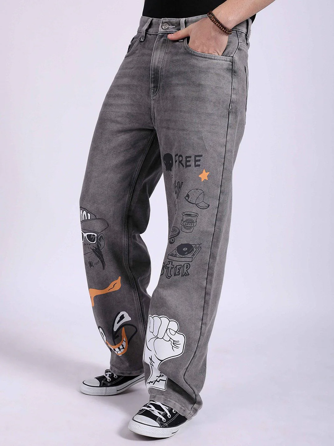 The Indian Garage Co Men Mid-Rise Loose Baggy Fit Pure Cotton Jeans - Image 2