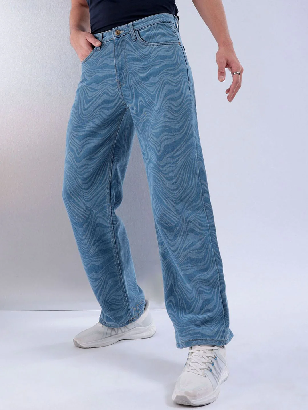The Indian Garage Co Men Mid-Rise Loose Baggy Fit Stretchable Jeans - Image 2