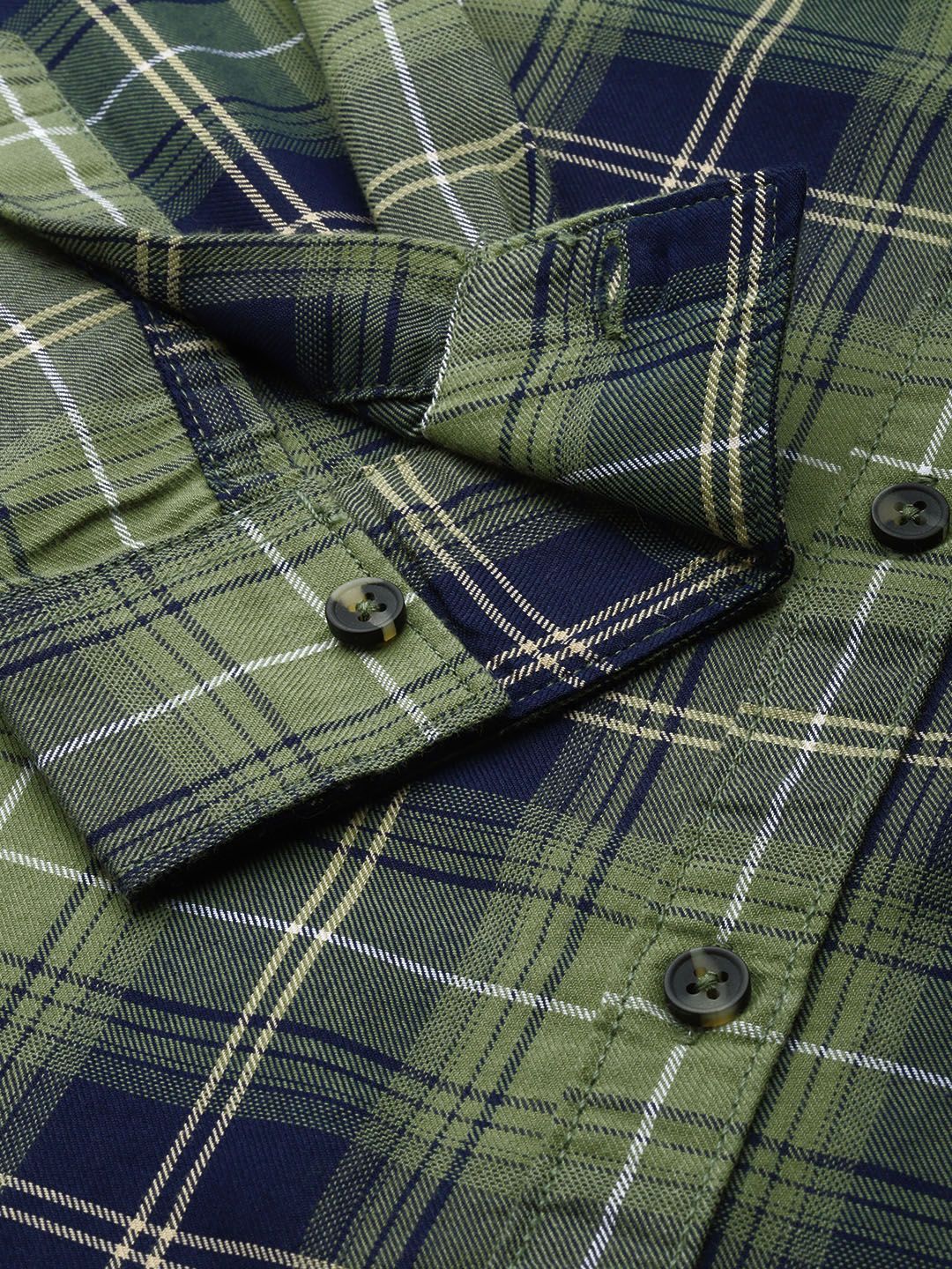 The Indian Garage Co Men Navy Blue Checked Casual Shirt - Image 3