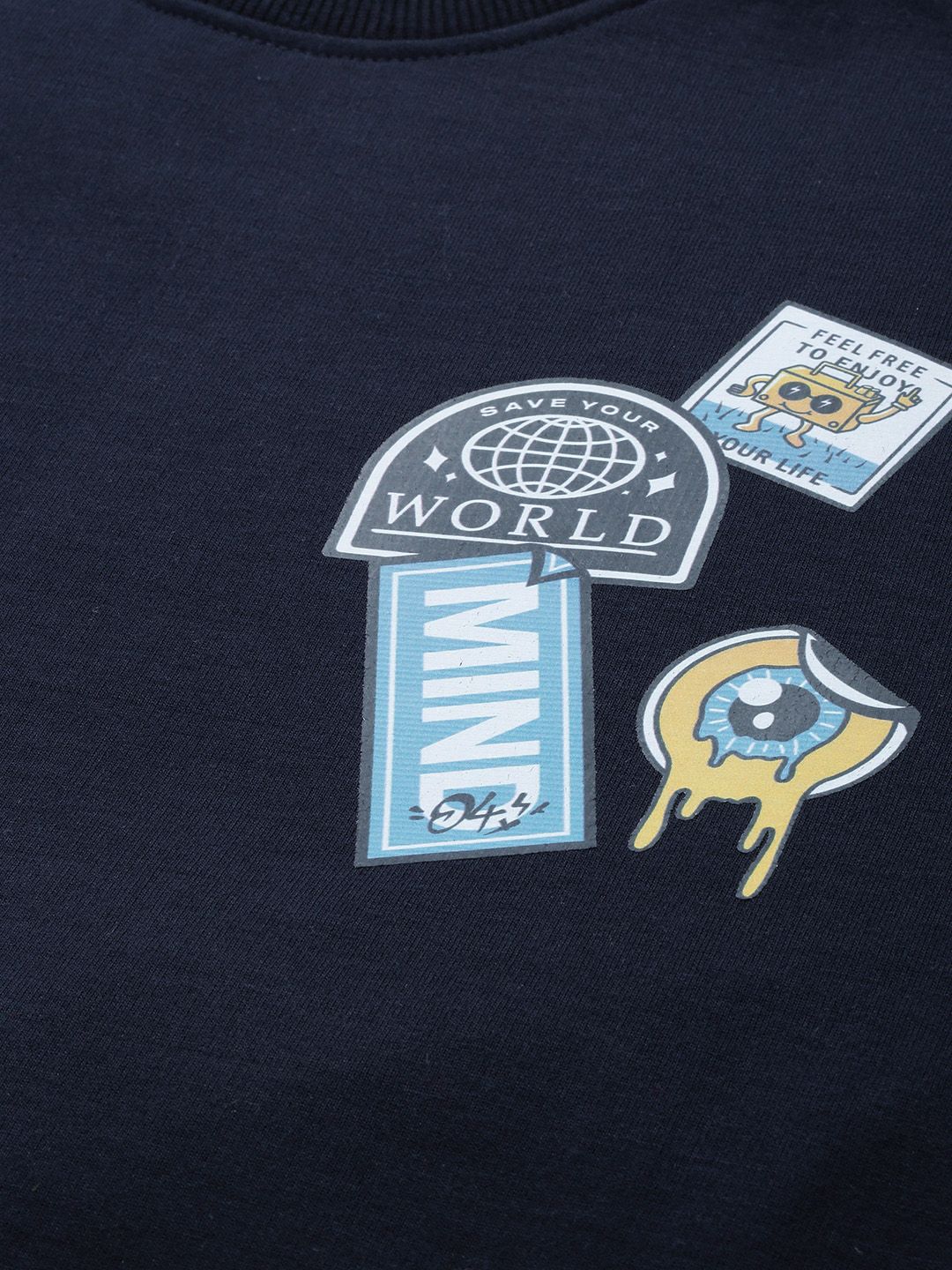 The Indian Garage Co Men Navy Blue Colourblocked Sweatshirt - Image 3