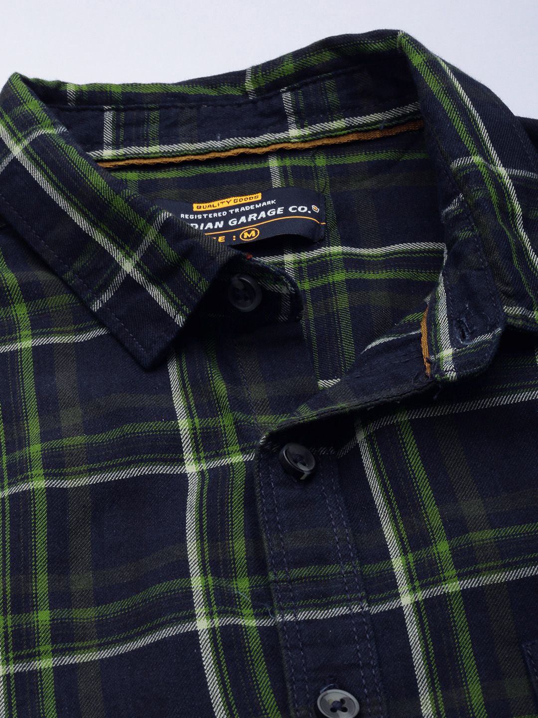 The Indian Garage Co Men Navy Blue & Green Checked Casual Shirt - Image 2