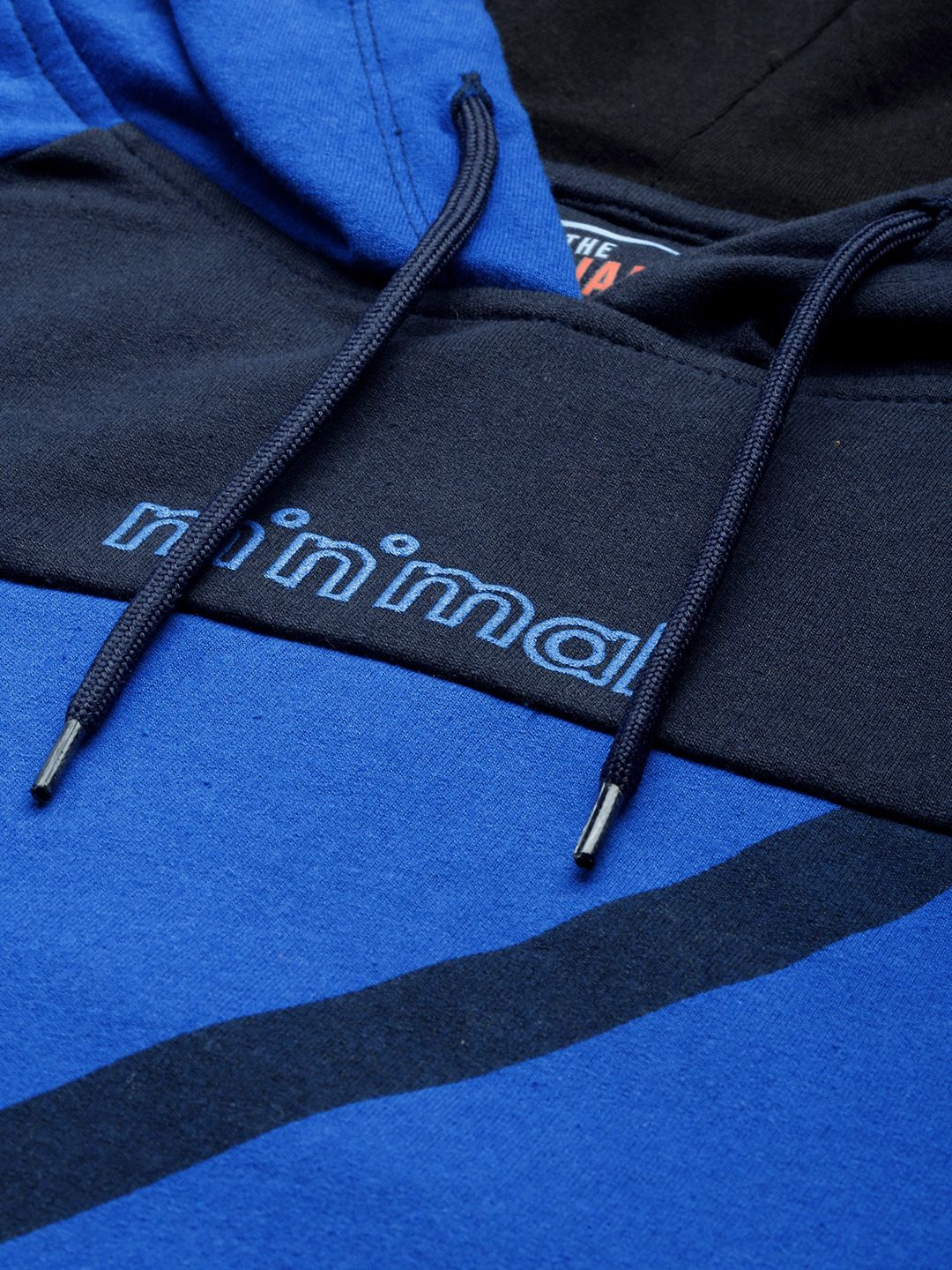 The Indian Garage Co Men Navy Blue Printed Hooded Sweatshirt - Image 2