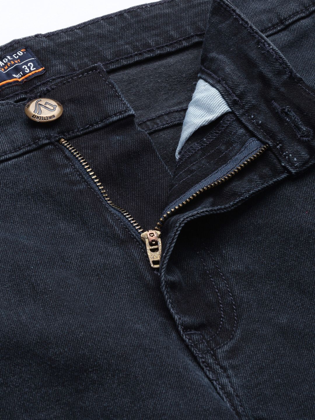 The Indian Garage Co Men Navy Blue Slim Fit Cropped Stretchable Jeans - Image 4