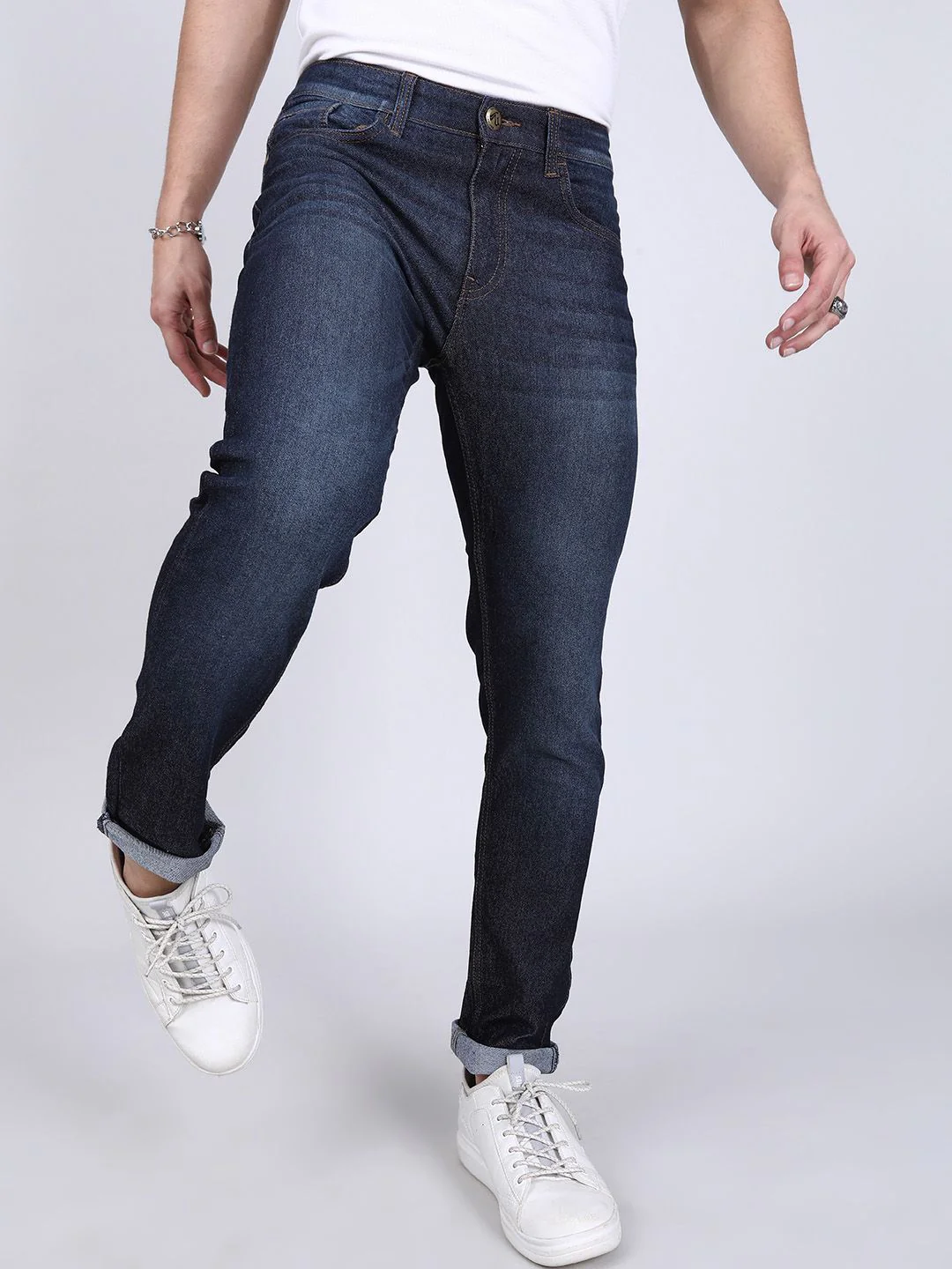 The Indian Garage Co Men Navy Blue Slim Fit Mid-Rise Clean Look Jeans