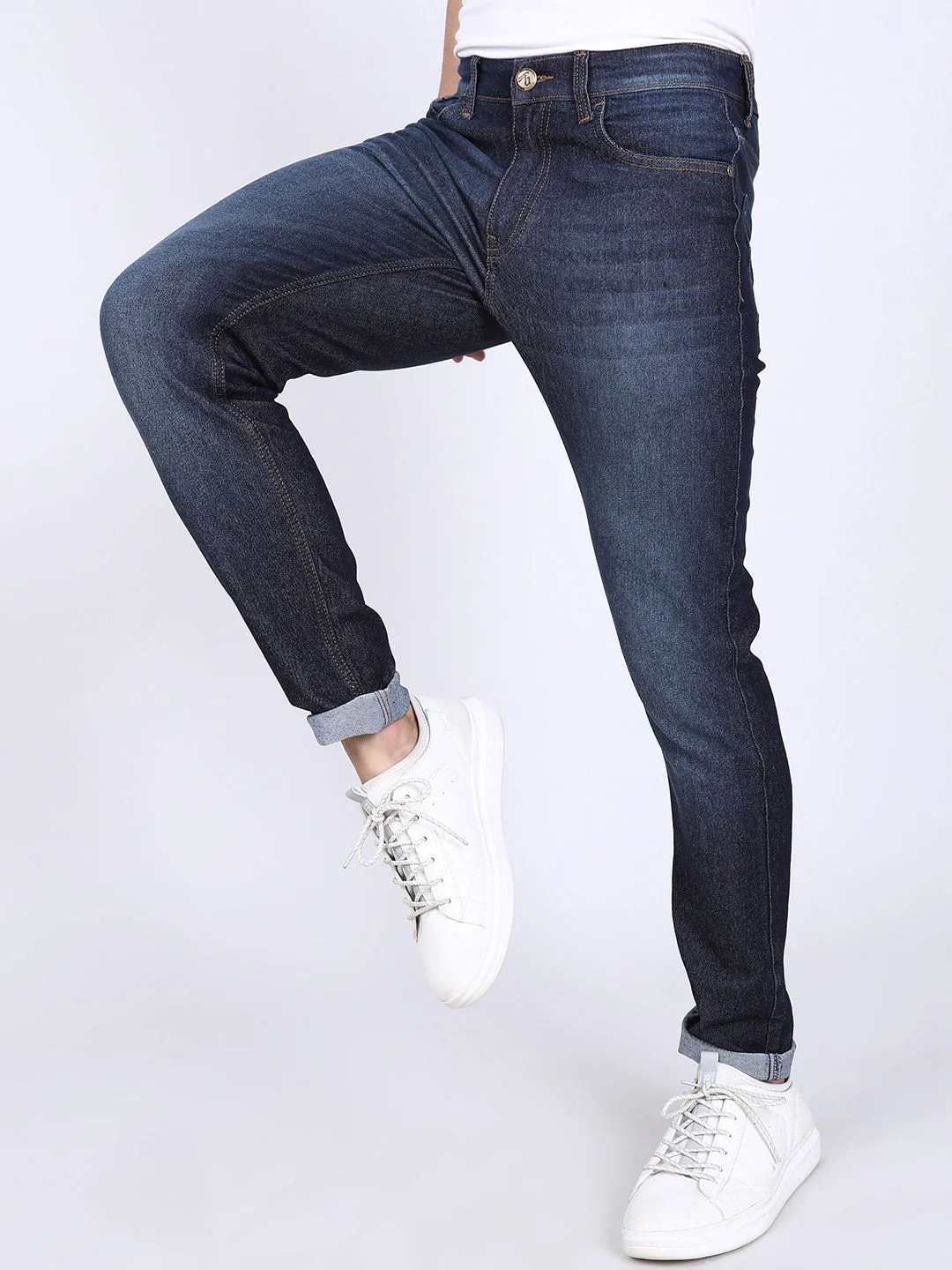 The Indian Garage Co Men Navy Blue Slim Fit Mid-Rise Clean Look Jeans - Image 2