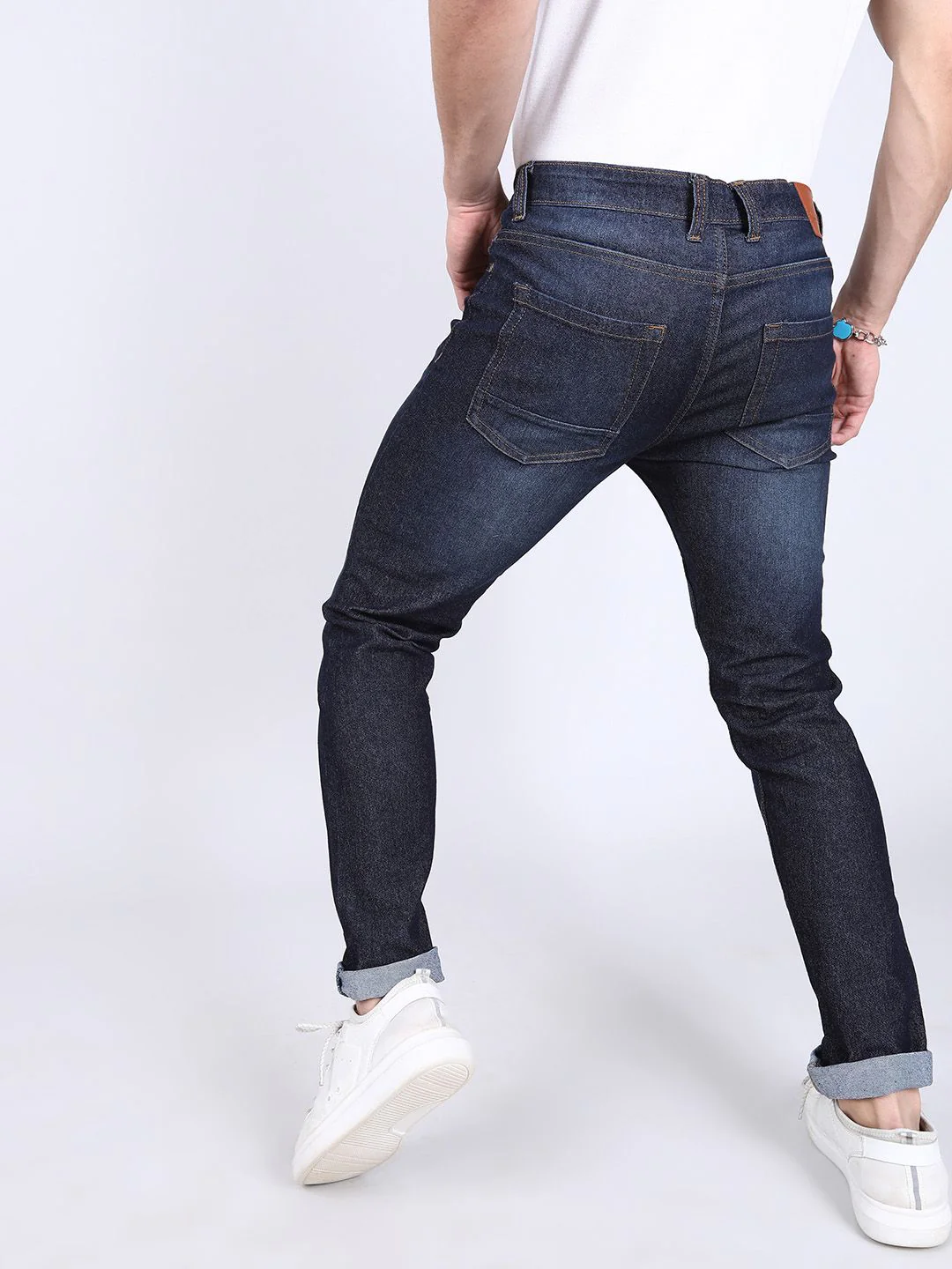 The Indian Garage Co Men Navy Blue Slim Fit Mid-Rise Clean Look Jeans - Image 5