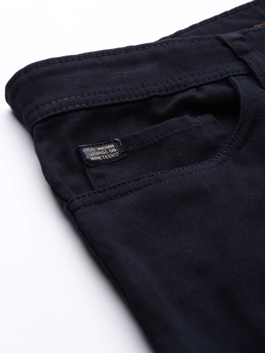 The Indian Garage Co Men Navy Blue Slim Fit Solid Chinos - Image 6