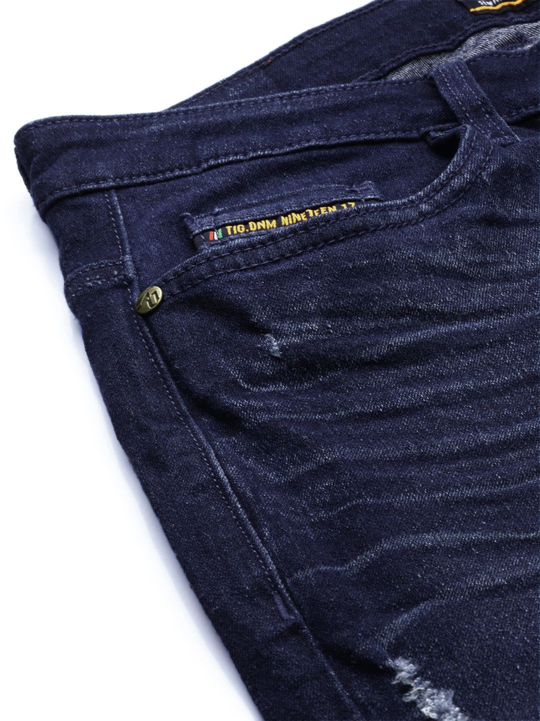 The Indian Garage Co Men Navy Blue Slim Fit Stretchable Jeans - Image 6