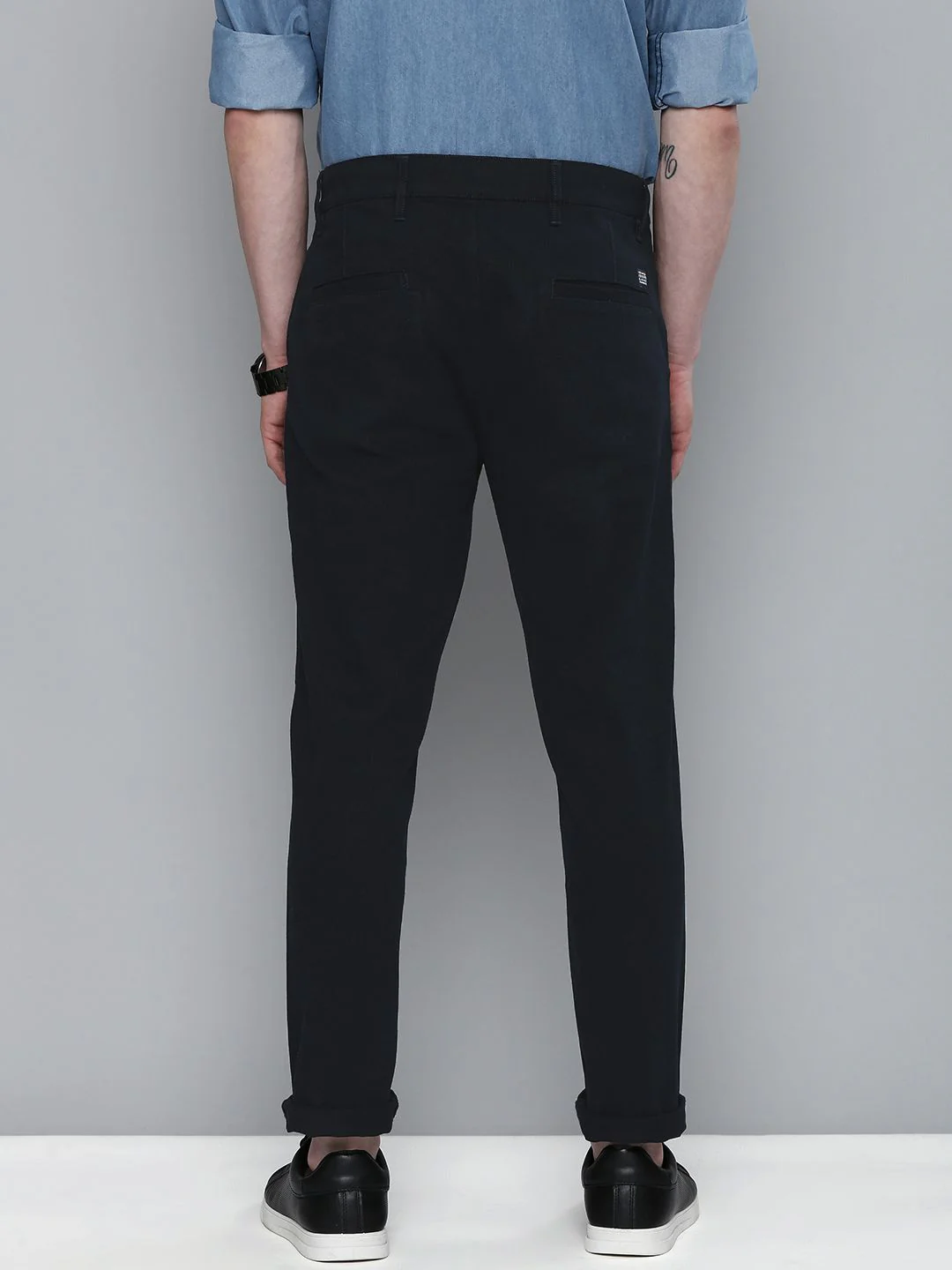 The Indian Garage Co Men Navy Blue Slim Fit Trousers - Image 3