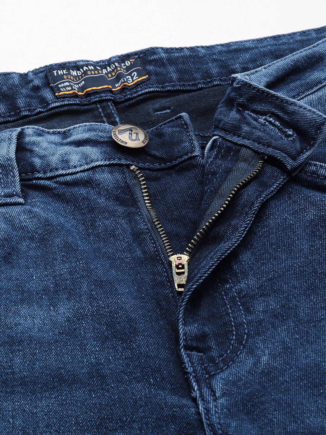 The Indian Garage Co Men Navy Blue Slim Straight Fit Light Fade Stretchable Jeans - Image 4