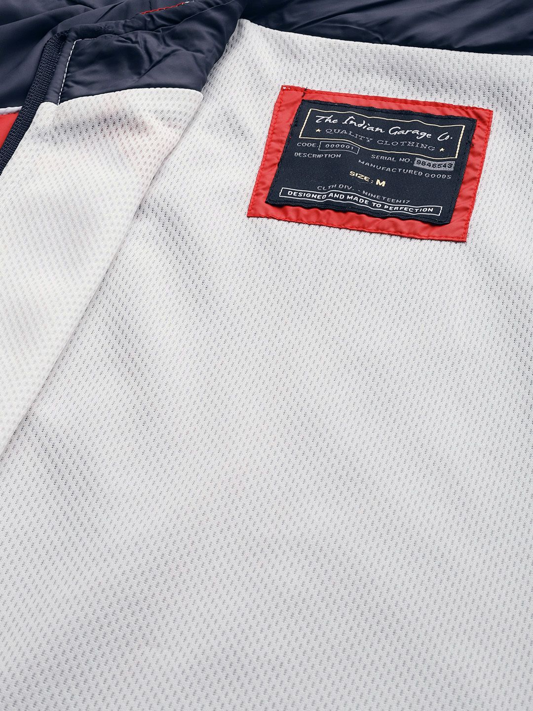 The Indian Garage Co Men Navy Blue White Colourblocked Windcheater Jacket - Image 7