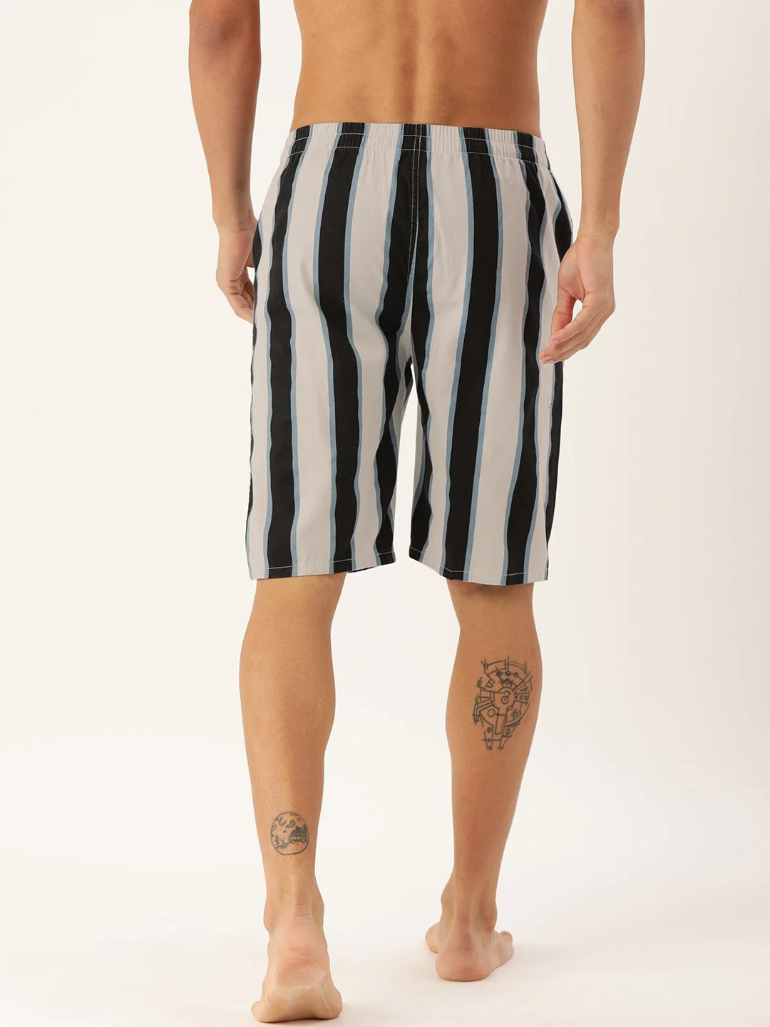 The Indian Garage Co Men Navy Blue & White Striped Pure Cotton Boxers 1120-BXR10-05 - Image 3