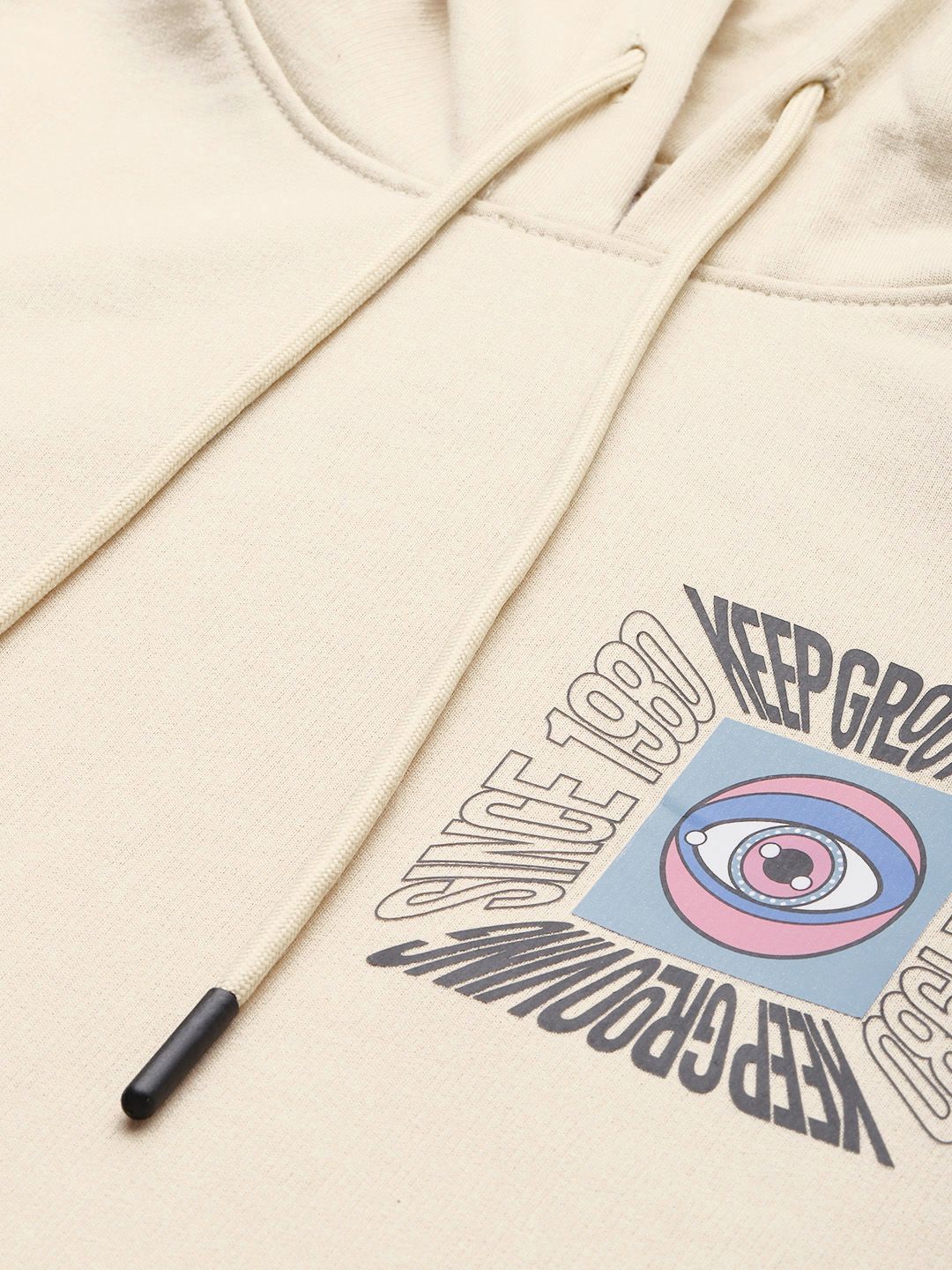 The Indian Garage Co Men Off White Printed Hooded Sweatshirt - Image 2