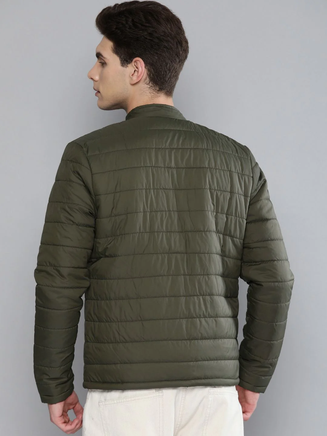 The Indian Garage Co Men Olive Green Padded Jacket - Image 5