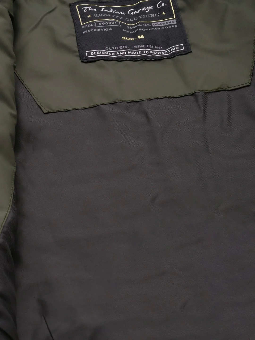 The Indian Garage Co Men Olive Green Padded Jacket - Image 7