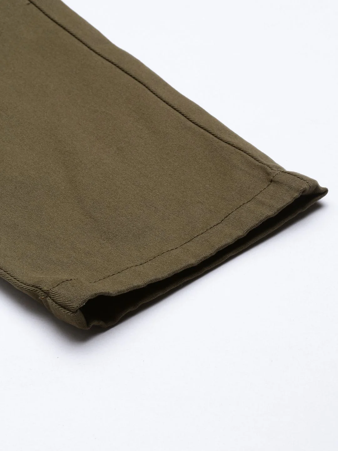 The Indian Garage Co Men Olive Green Slim Fit Chinos Trousers - Image 7