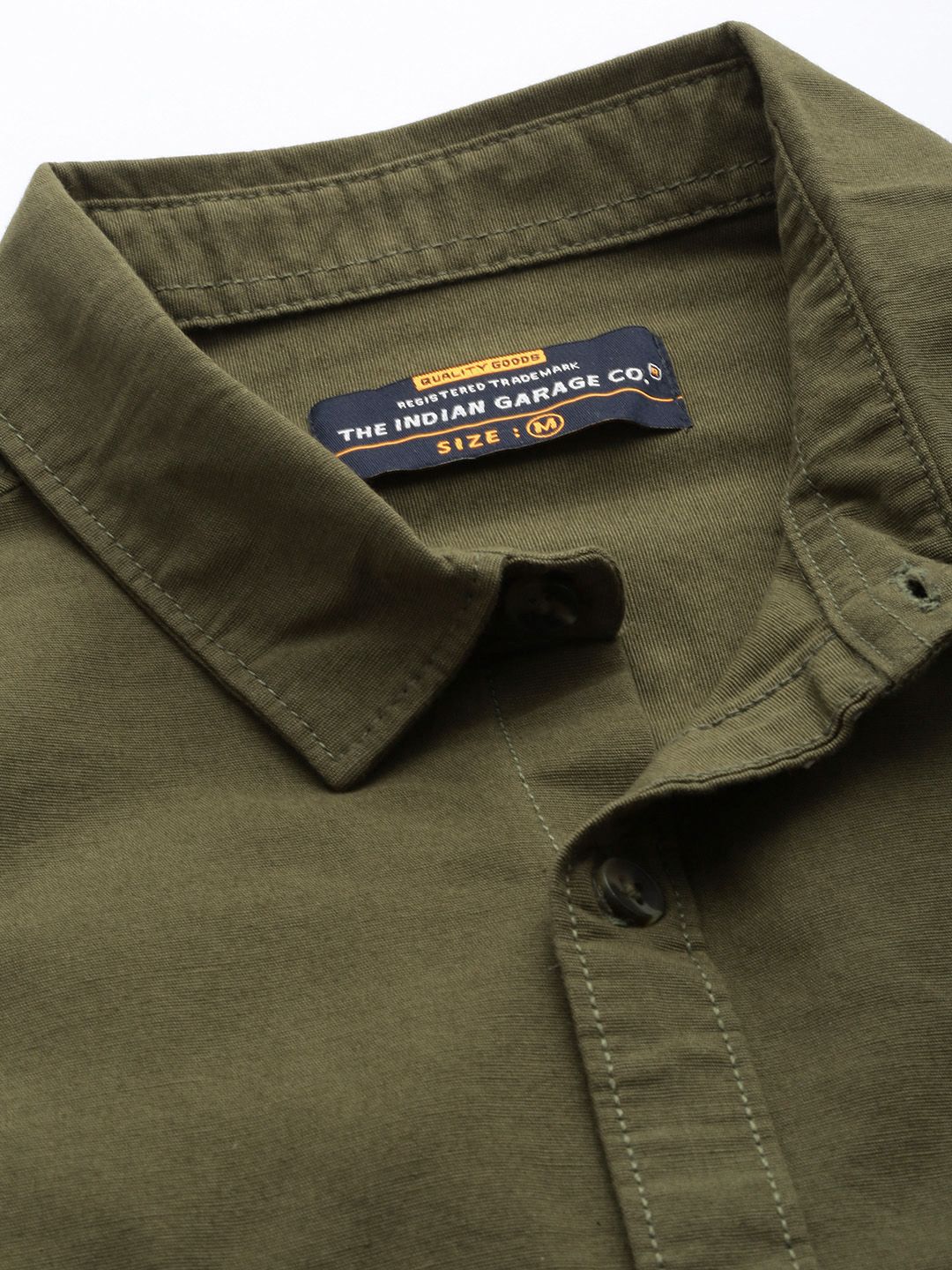The Indian Garage Co Men Olive Green Solid Casual Shirt - Image 2