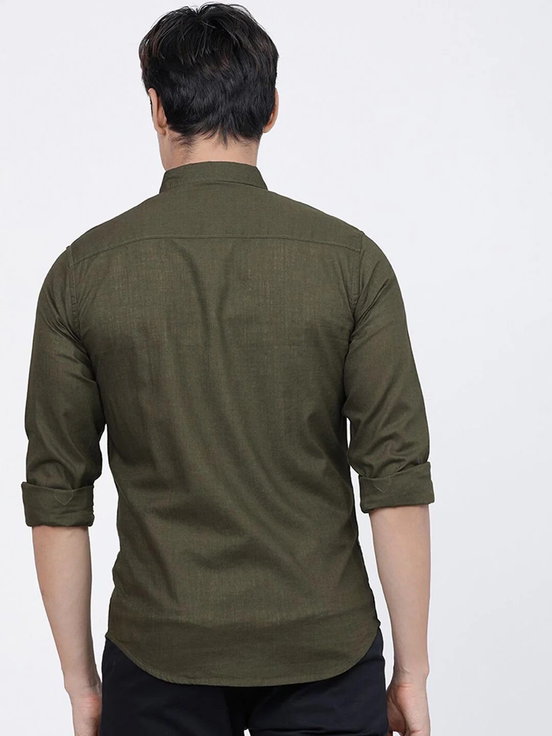 The Indian Garage Co Men Olive Pure Cotton Casual Shirt - Image 4