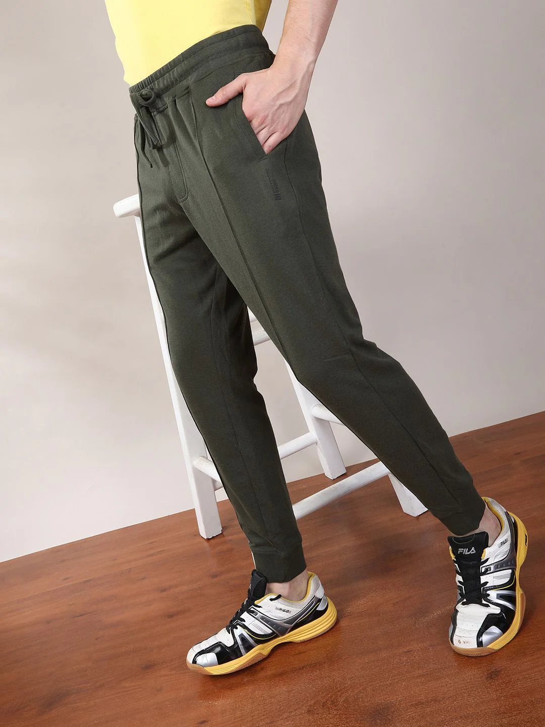 The Indian Garage Co Men Olive Solid Slim Fit Jogger - Image 2