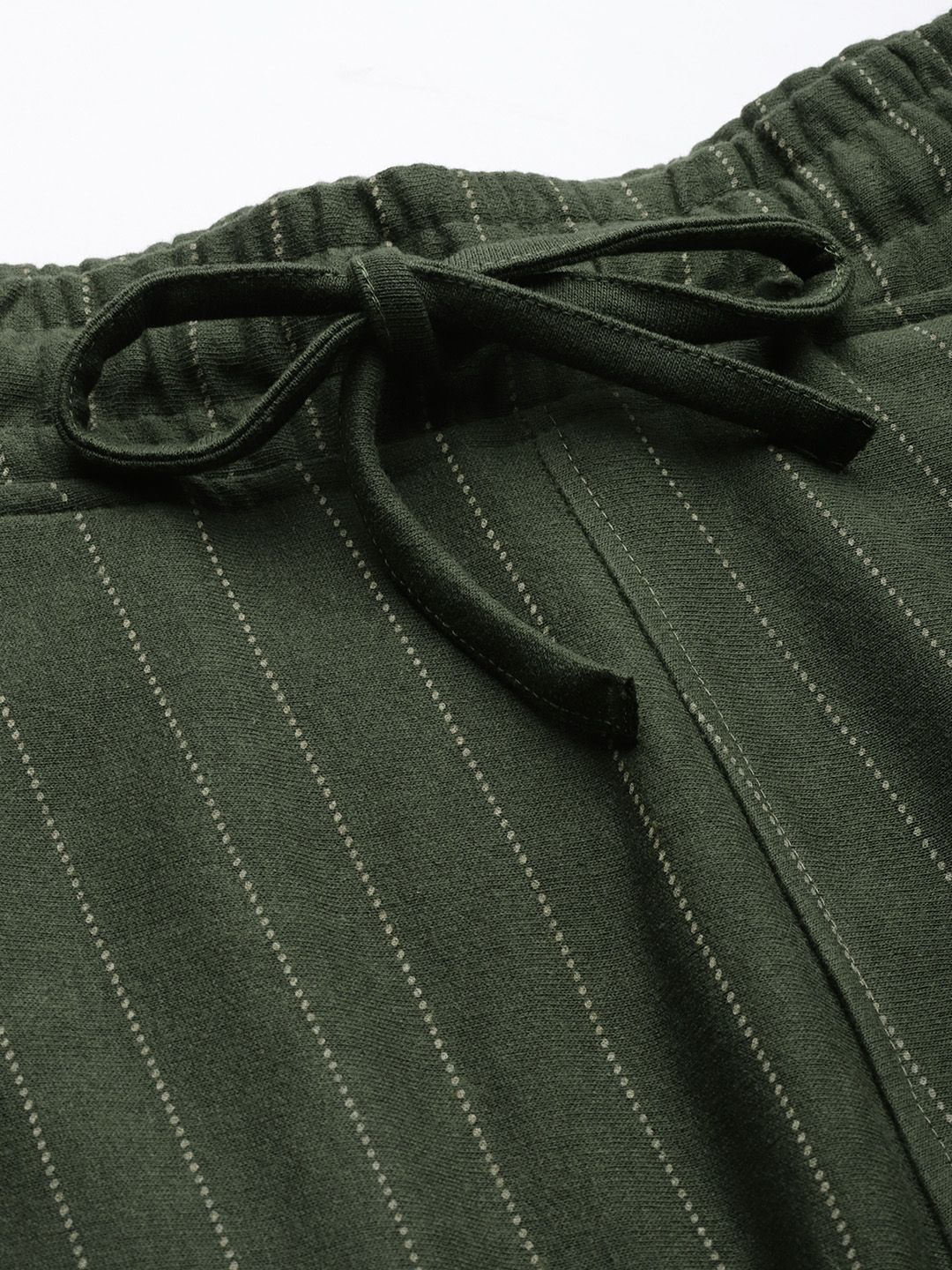 The Indian Garage Co Men Olive Striped Joggers - Image 4