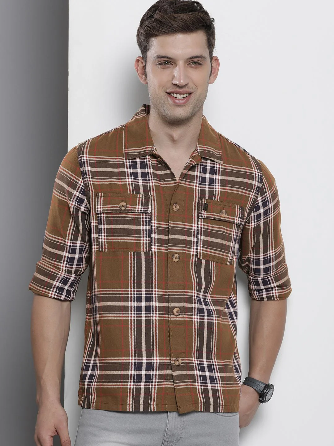 The Indian Garage Co Men Opaque Checked Casual Shirt - Image 5