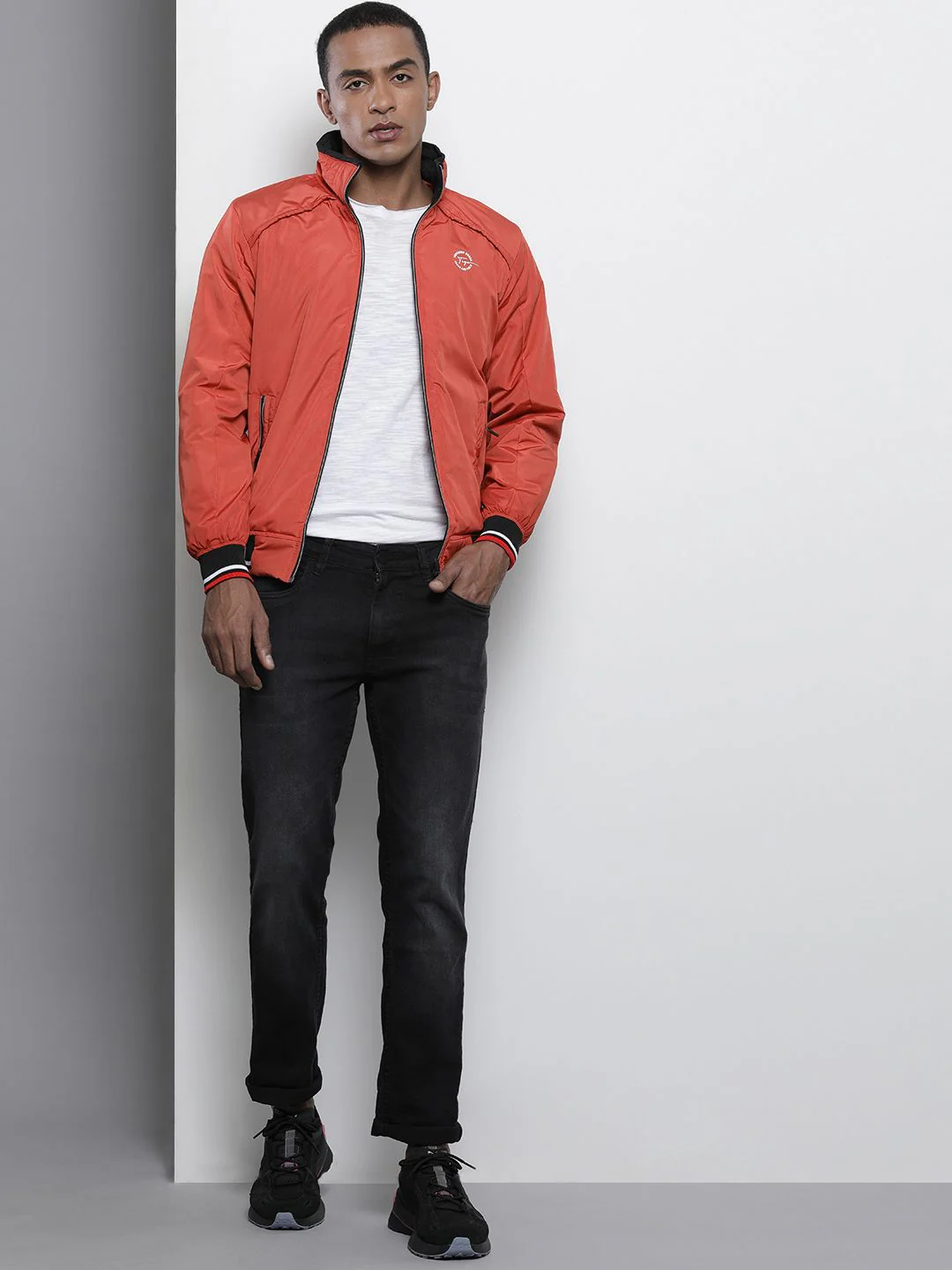The Indian Garage Co Men Orange Solid Biker Jacket - Image 4