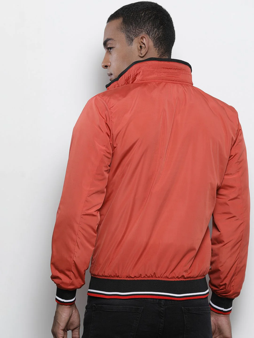 The Indian Garage Co Men Orange Solid Biker Jacket - Image 5