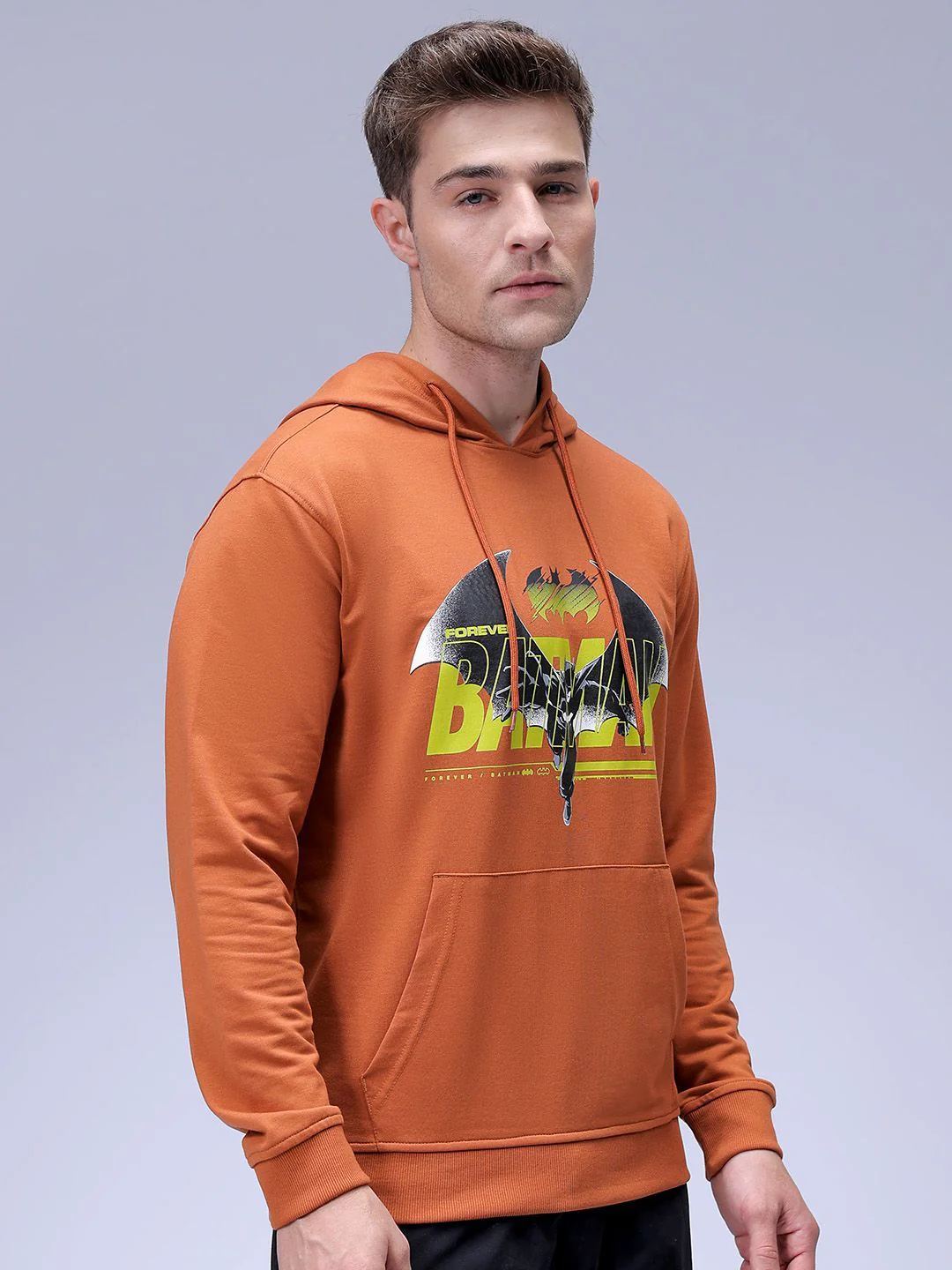 The Indian Garage Co Men Oversized Batman Printed Overhead Hooded Sweatshirt - Image 5