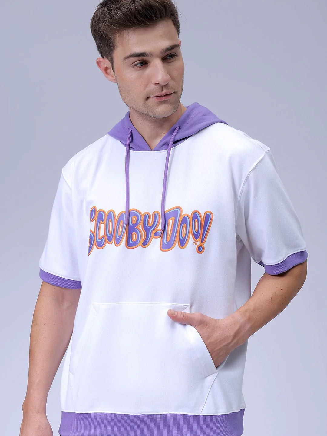 The Indian Garage Co Men Oversized Scooby-Doo Printed Overhead Hooded Sweatshirt