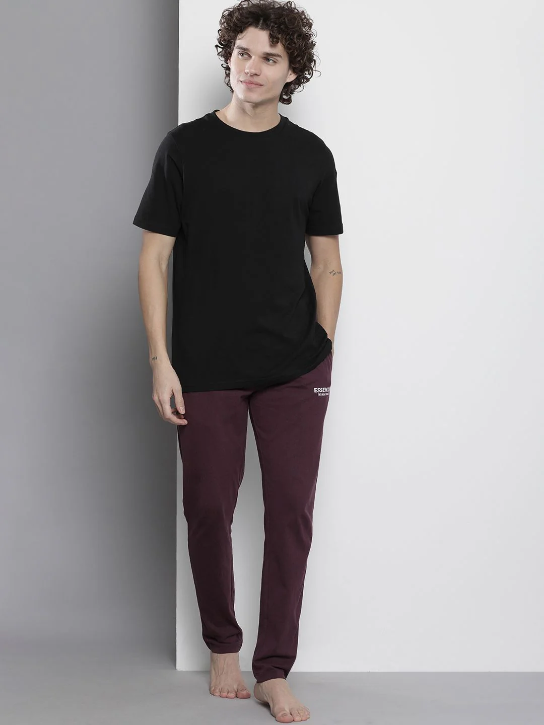 The Indian Garage Co Men Pack of 2 Blue and Maroon Printed Lounge Pants - Image 4