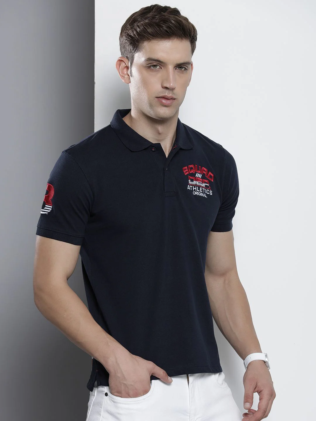 The Indian Garage Co Men Polo Collar Applique T-shirt - Image 3