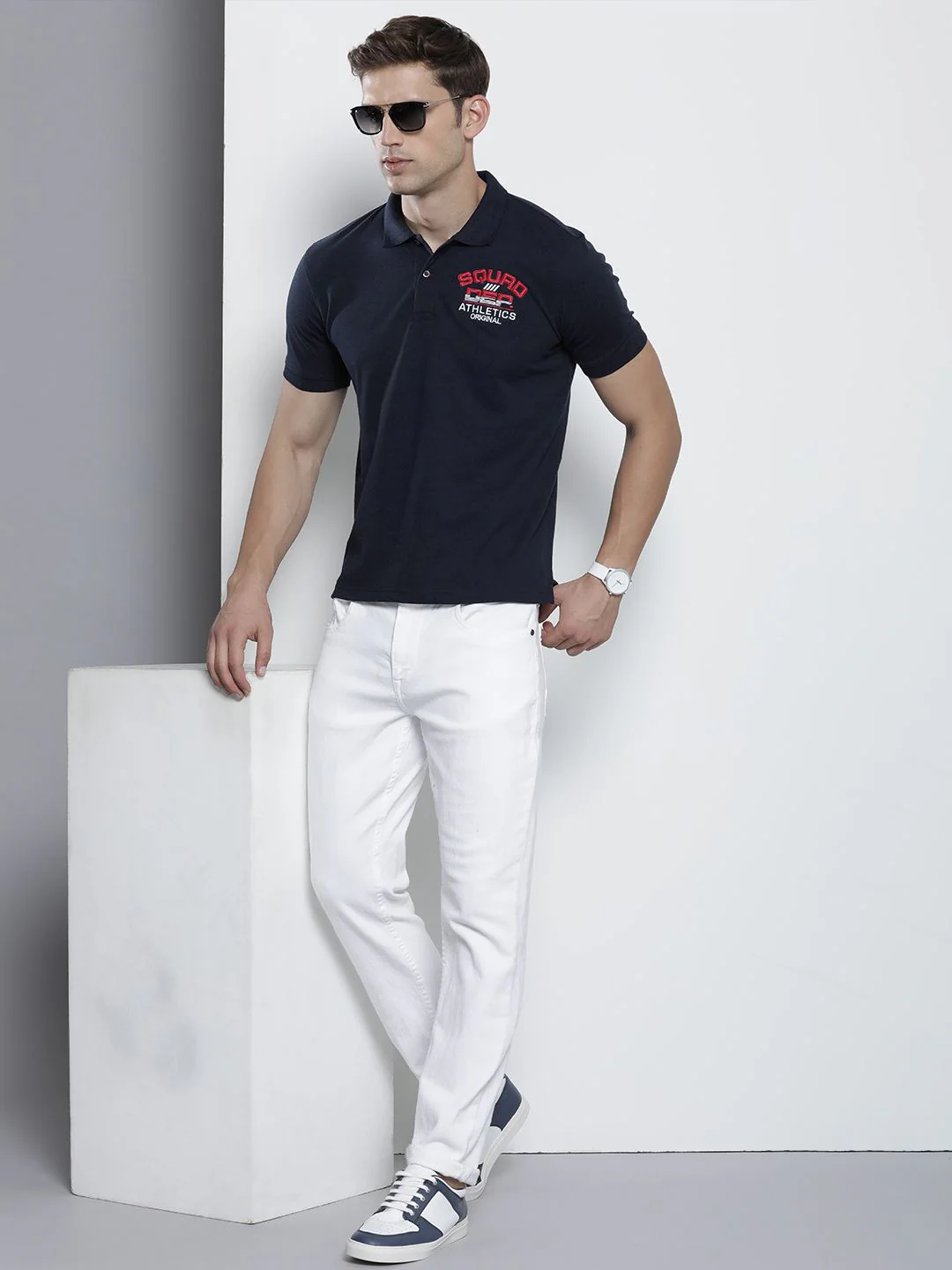 The Indian Garage Co Men Polo Collar Applique T-shirt - Image 4