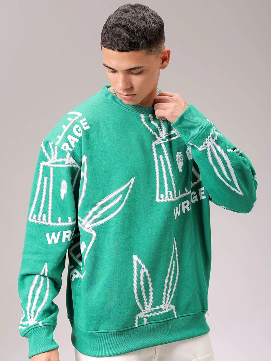The Indian Garage Co Men Printed Round Neck Long Sleeves Pullover Sweatshirt