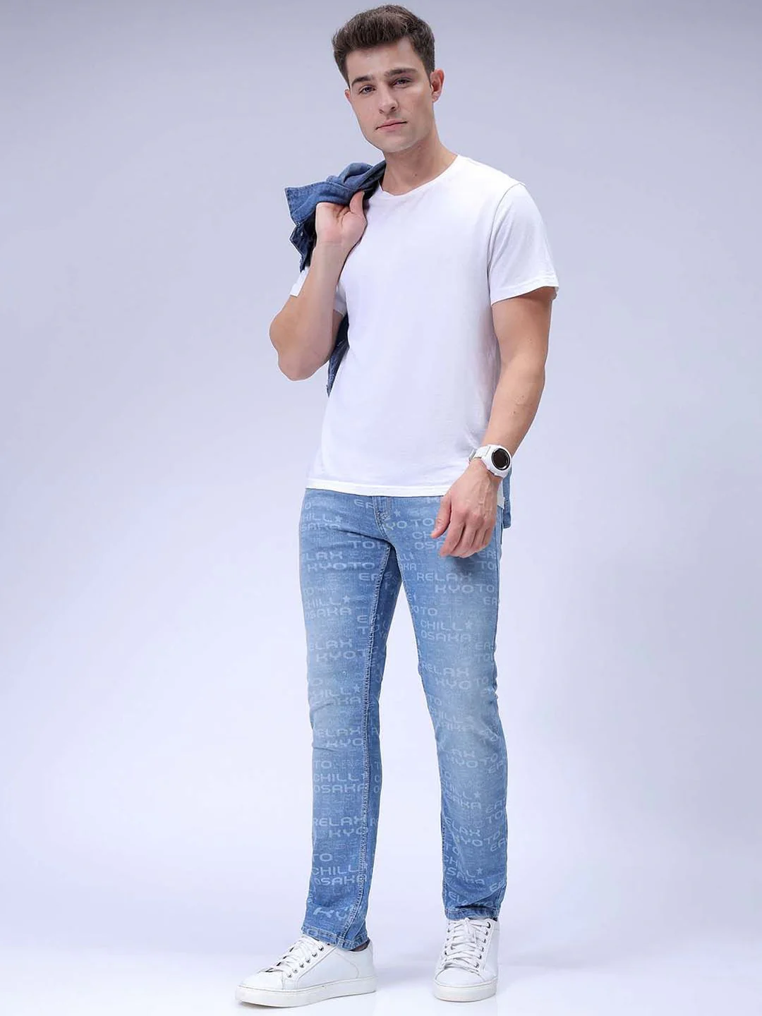 The Indian Garage Co Men Printed Slim Straight Fit Stretchable Jeans - Image 4