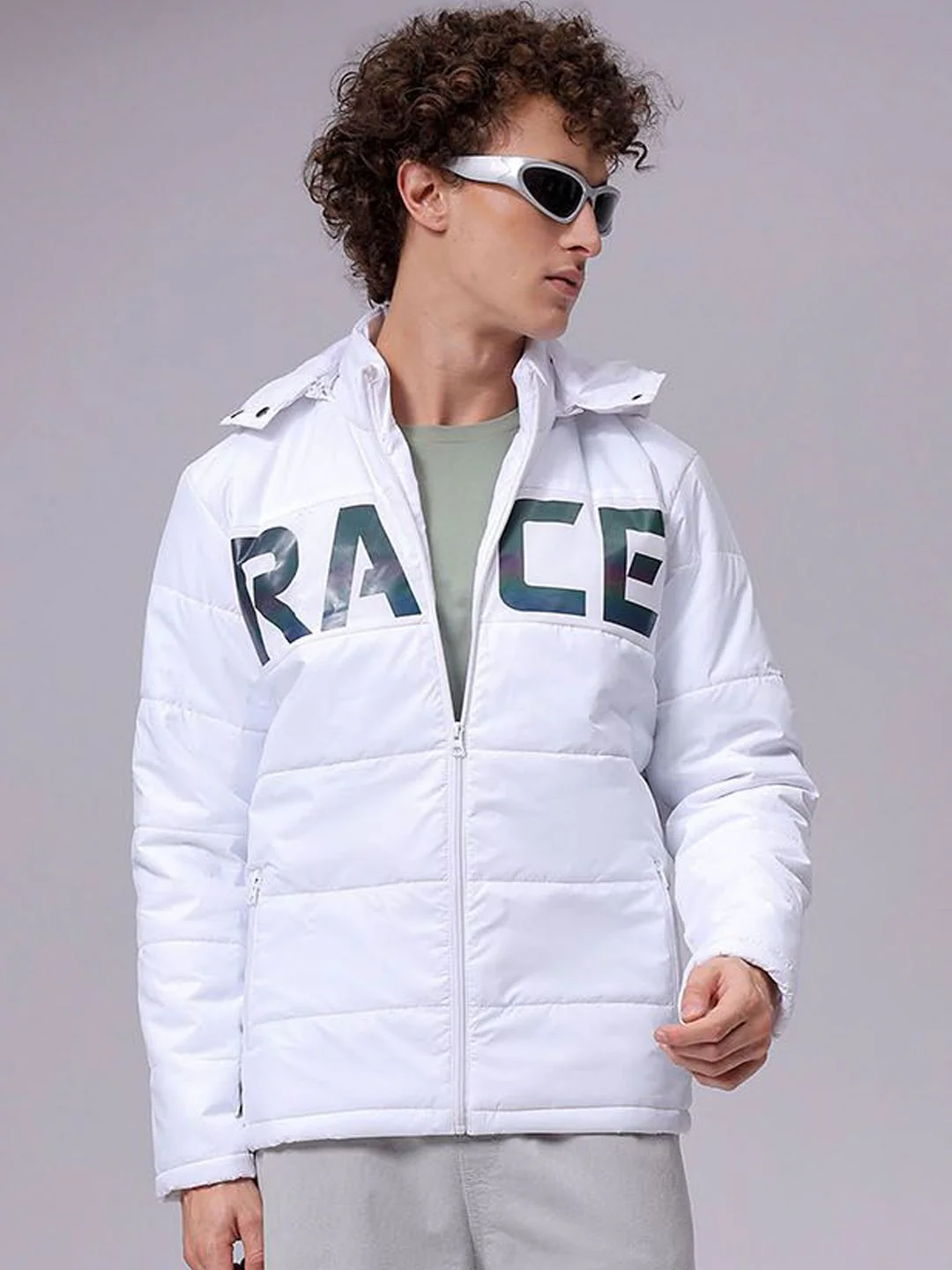 The Indian Garage Co Men Puffer Jacket with Patchwork