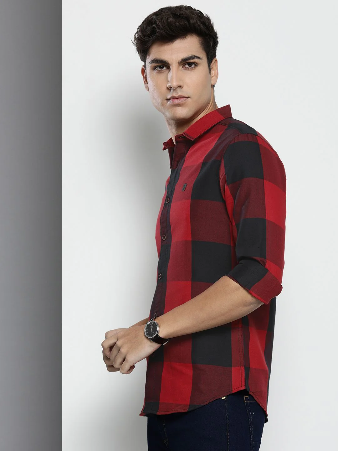 The Indian Garage Co Men Pure Cotton Windowpane Checked Casual Shirt - Image 5
