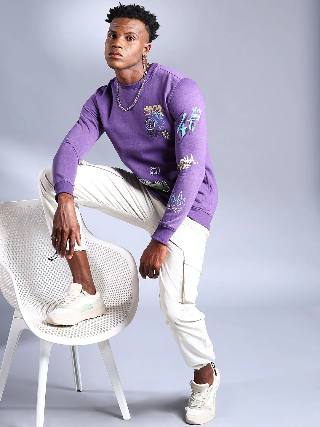 The Indian Garage Co Men Purple Printed Sweatshirt - Image 4