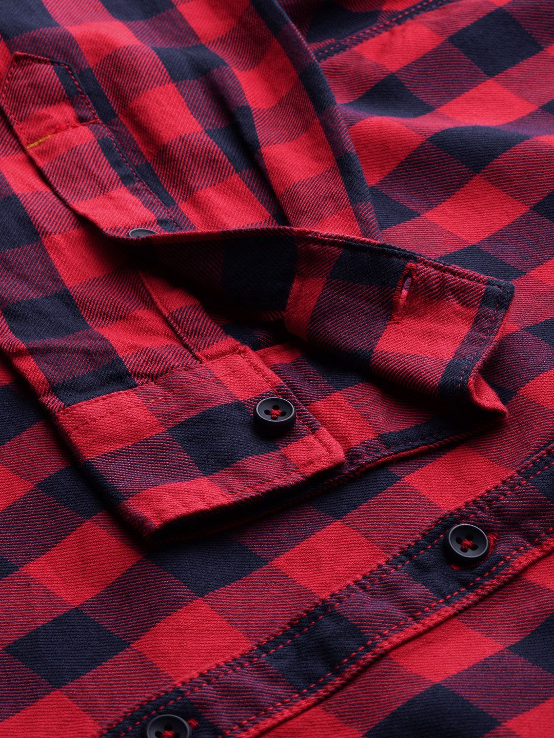 The Indian Garage Co Men Red & Blue Regular Fit Checked Casual Shirt - Image 3