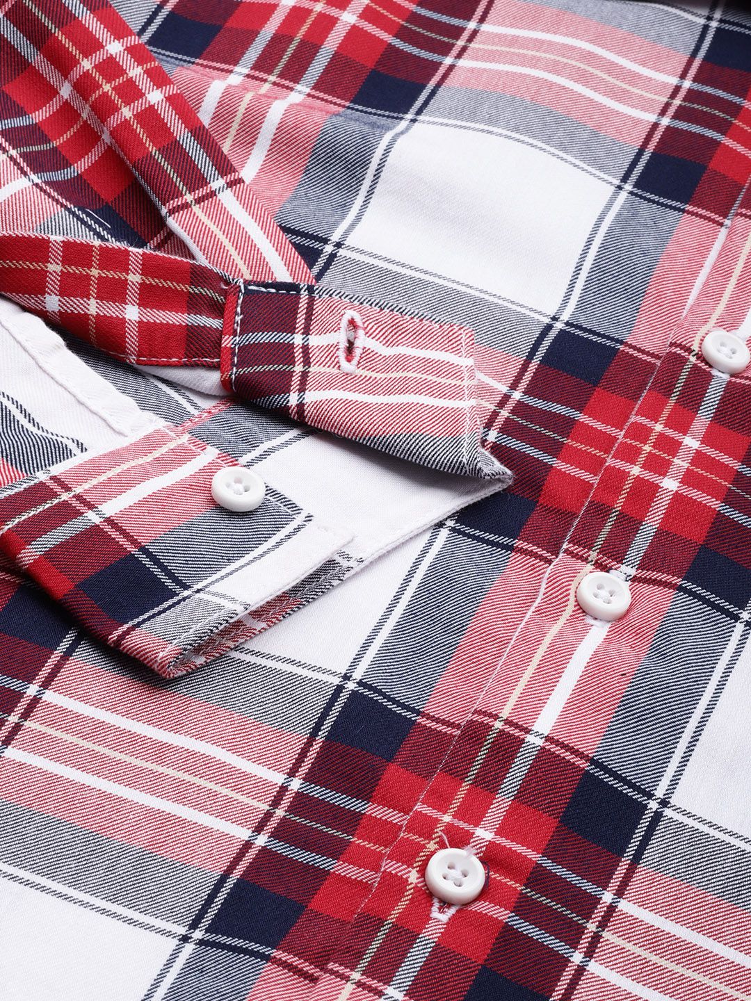 The Indian Garage Co Men Red Comfort Tartan Checks Checked Casual Shirt - Image 3